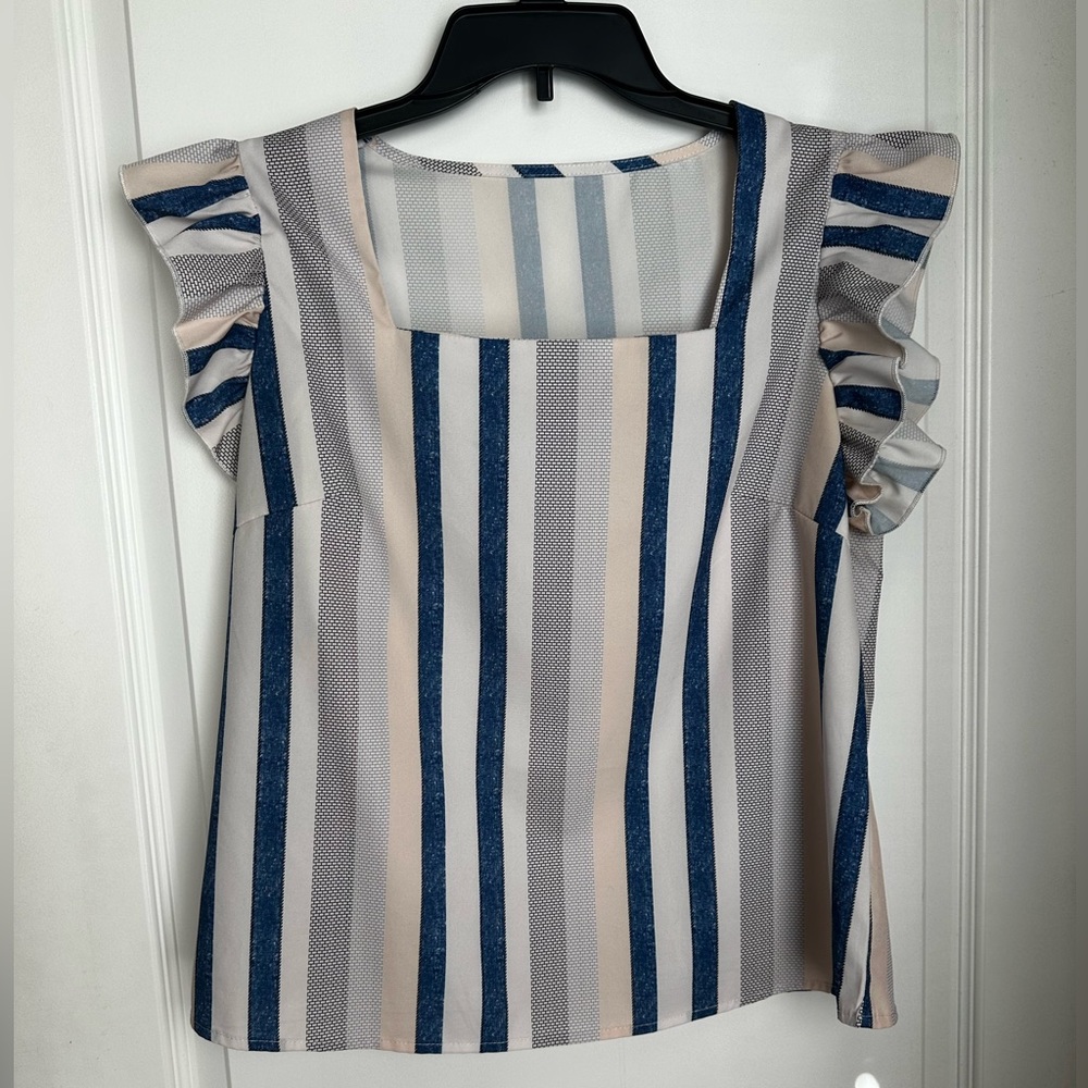 Shein Square Neck Ruffled Short Sleeve Blouse
